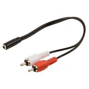 Audio cable 3.5 mm jack (female) --> 2x RCA cinch (male) 20cm