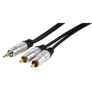 Audio cable 3.5 mm jack (male) --> 2x RCA cinch (male) premium 2.5 meter