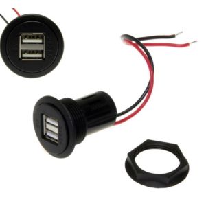 Dual USB socket input 12V; output 5V; open wires